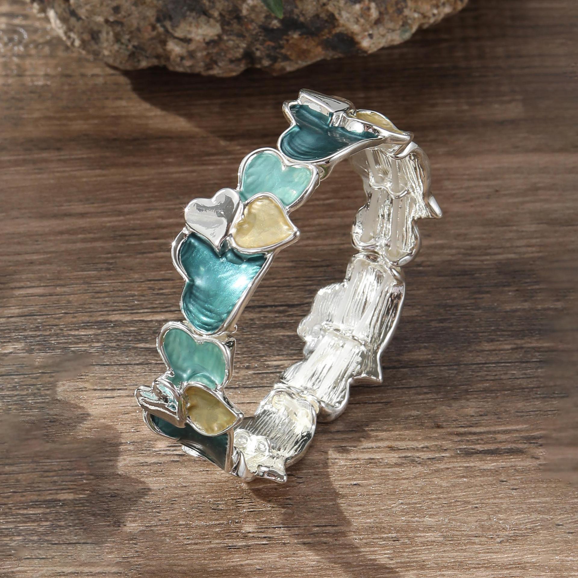 

Новый цветная масляная живопись геометрический любовь эластичный браслет, женский для девушки универсальный браслет с сердечком