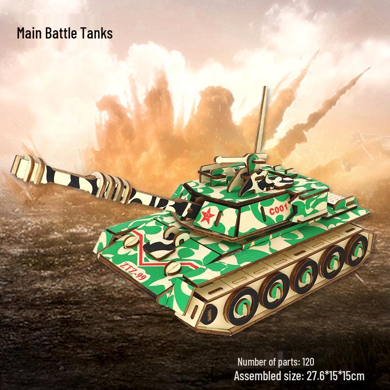 Wooden 3D Military Puzzle Model - Educational DIY Toy for Boys