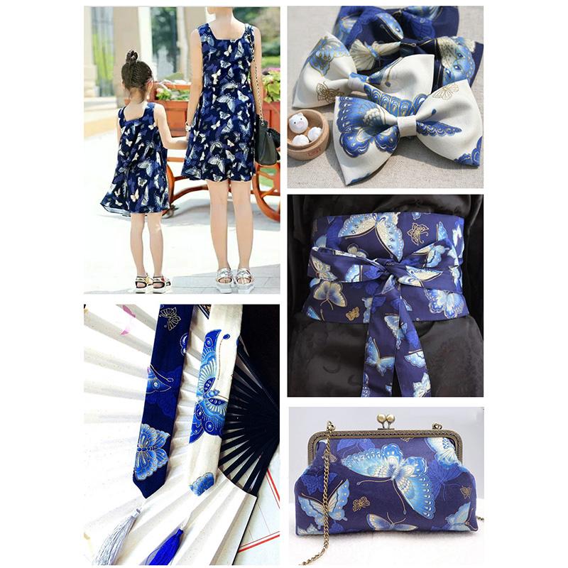 Bronzing Printed Cotton Fabric Japanese Style Butterfly Pattern Fabric For Kimono Diy Handmade Accessories Crafts