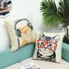 Cute Cat Cushion Cover Pet Animal Print Pillowcase  Home Decor Car Bed Pillow   45x45cm