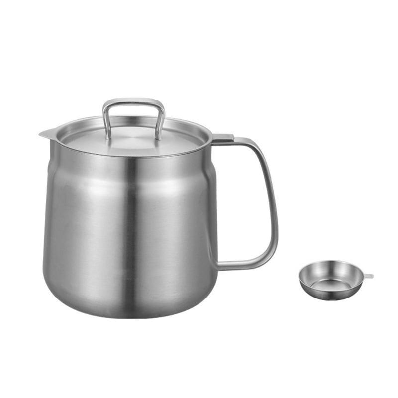 Контейнер для фильтрации масла из нержавеющей стали 304 со встроенным мелкоячеистым ситом, кувшины для фильтрации фритюрного масла для повторного использования, емкости для хранения масла