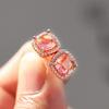 Popular Mini Square Group Set with Diamond Gradient Tourmaline Earrings and Ear Buckles