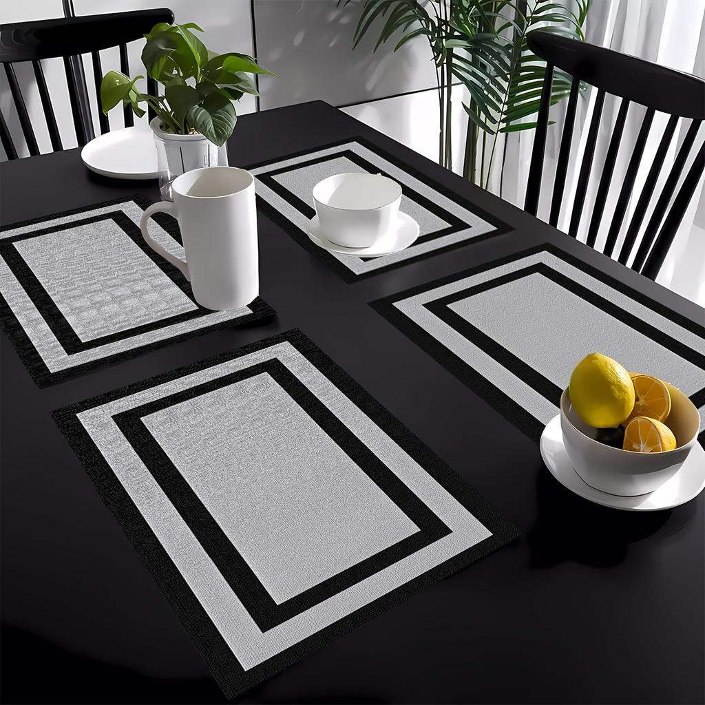 4/6pcs Simple Solid Color Placemats, Rectangular Table Mats, Suitable for Restaurant and Kitchen Decoration, Very Suitable for Family Gathering Table