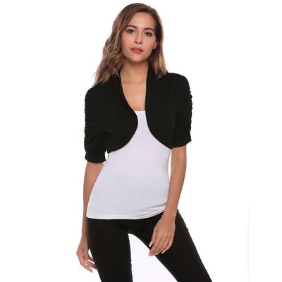 Womens Casual Solid Short Sleeve Floral Lace Shrug Open Front Bolero Cardigan Womens Tops and Blouses White XL