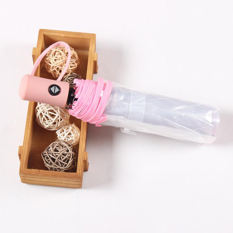 Transparent Umbrella Folding Fully Automatic Transparent Triple Fold Rain Umbrella Umbrella Student Minimalist