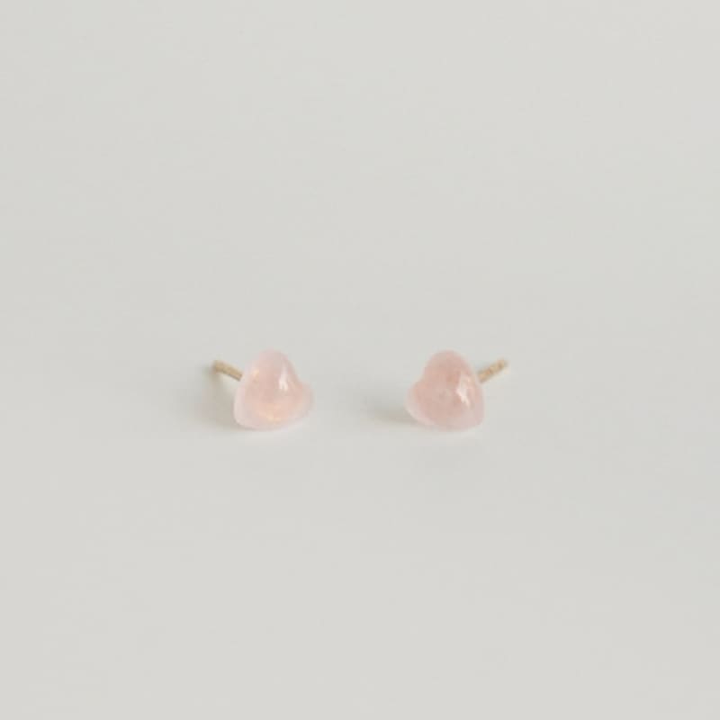 Modernlike 14k Gold Pink Quartz Crystal Heart Earrings