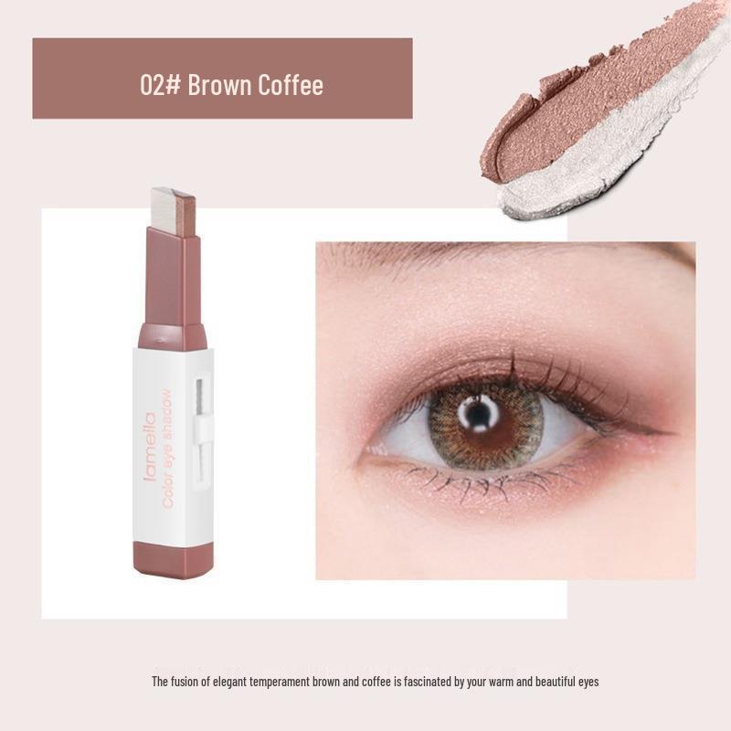 Dual-Color Long-Lasting Waterproof Eyeshadow Stick with Glitter and Matte Finish