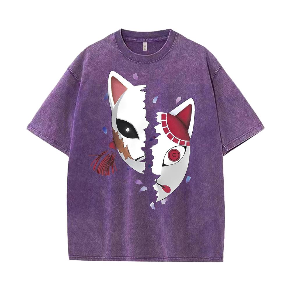 Sabito Tanjiro Demon Slayer Grafik T-Shirt Anime Vintage Harajuku Y2k Streetwear Gewaschene Bedruckte T-Shirts Herren Baumwolle Oberteile T-Shirts