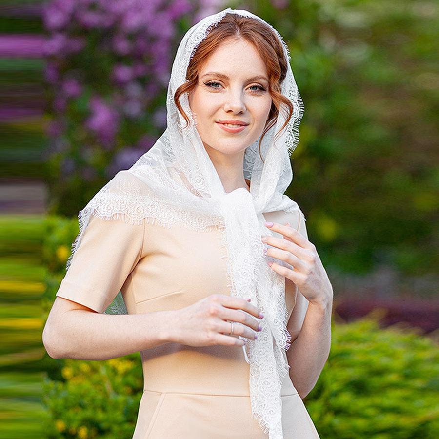 Muslim Lace Trim Headscarf Veil Triangular White Wedding Head Wrap Summer