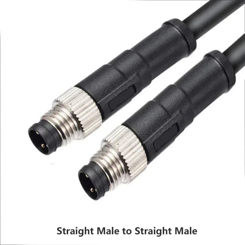 Waterproof Double Plug M8 3P 4P 5P 6P 8Pin 1M 2M PUR/PVC Cable Straight/Angle Aviation Male Female Plug Sensor Power Connector
