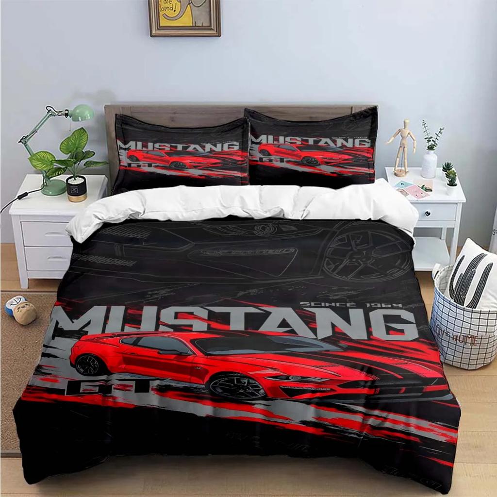 Fashion Exquisite M-Mustang Print Bedding Sets Exquisite Bed Supplies Set Duvet Cover Bed Comforter Set Bedding Set Luxury  Gift