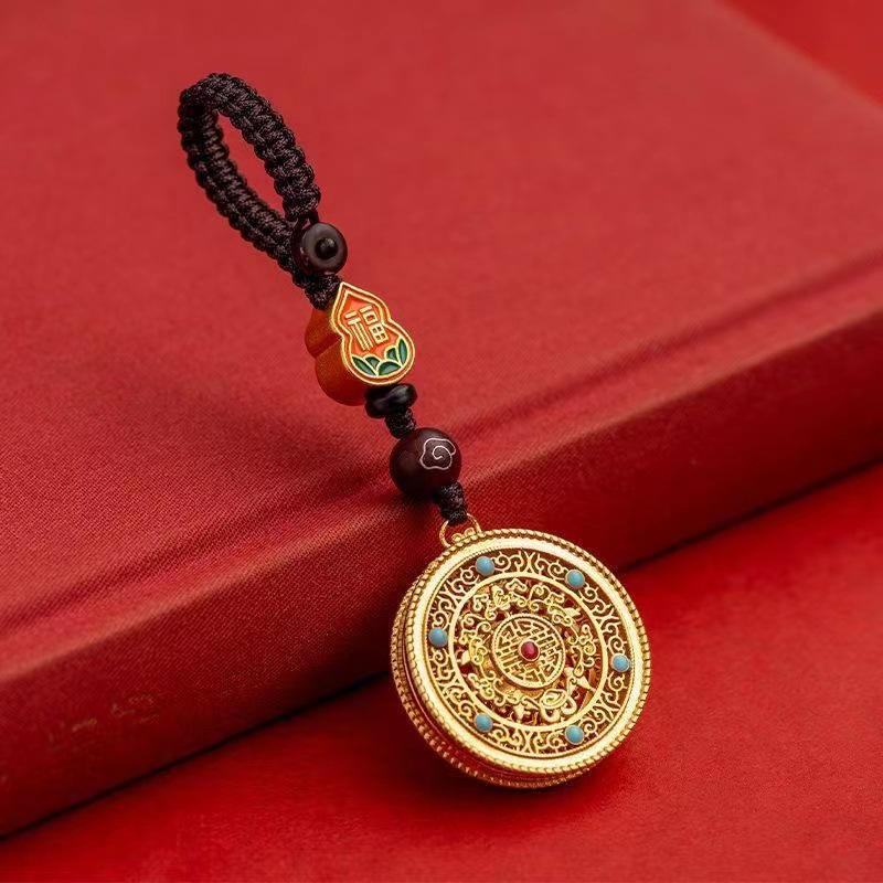 Golden Five Blessings Wealth & Peace Keychain Pendant