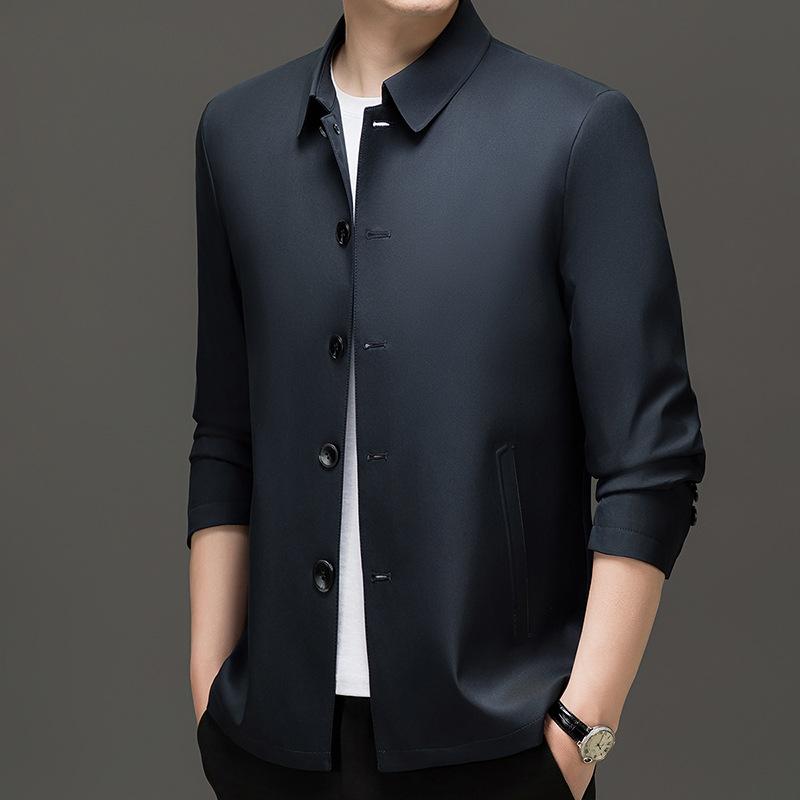 

Куртка для папы среднего возраста Мужская Весна и Осень Новый стиль Деловой повседневный Однобортный Лацкан Однотонная куртка Мужская Простая повседневная 4XL