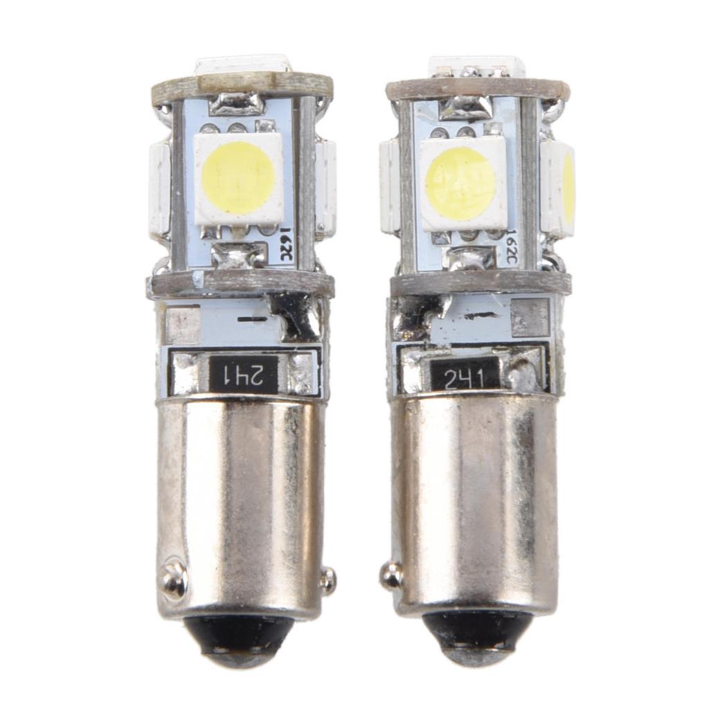 2pcs H6W BAX9s 5 SMD Xenon White LED Daytime Parking Side Light Bulbs Error Free