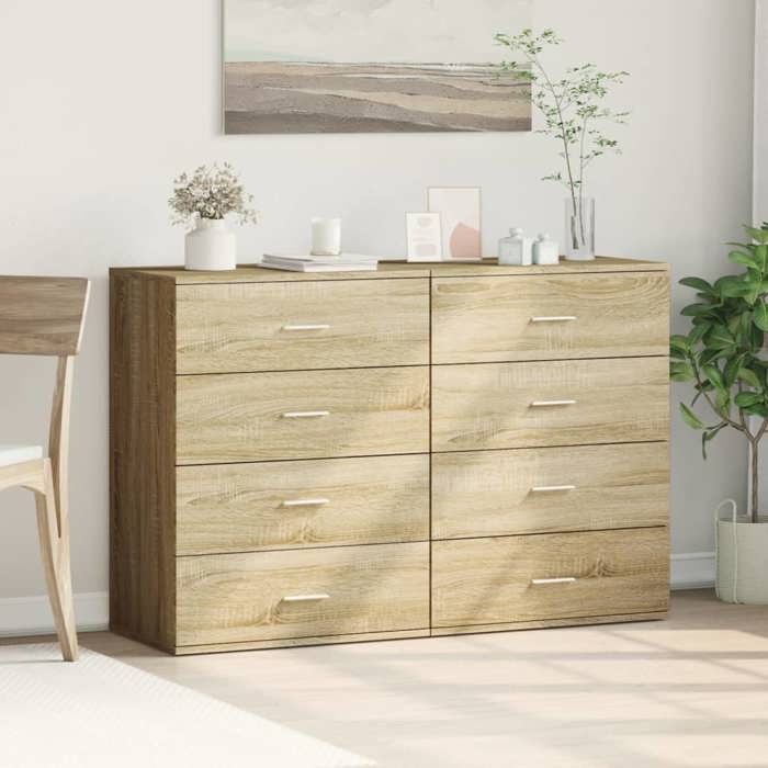 VidaXL Buffets 2 Pcs Sonoma Oak 60x39x80 Cm Engineered Wood, Storage Cabinet, Entryway Furniture, Accent Furniture 3276625