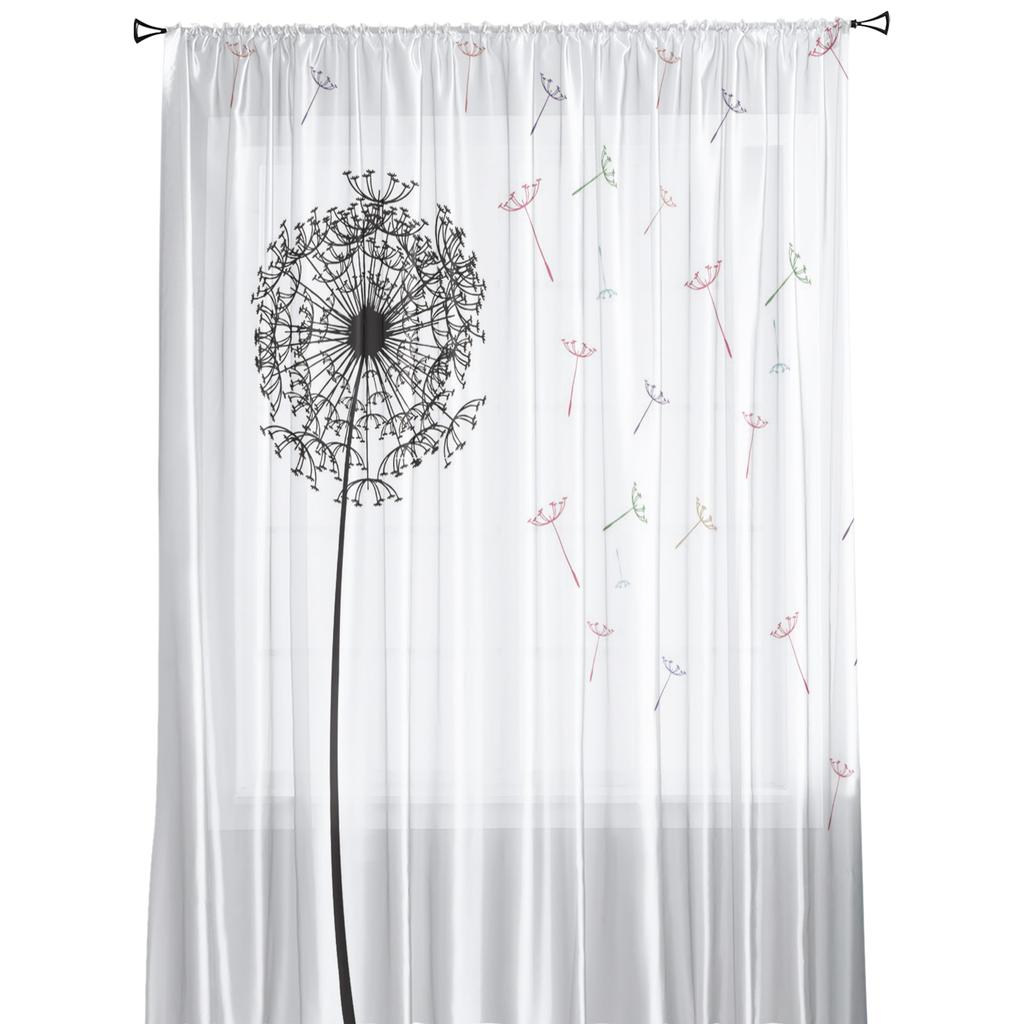 Lack White Dandelion Seeds Tulle Curtains For Living Room Voile Sheer Window Curtain For Bedroom Chiffon Curtains For Kitchen