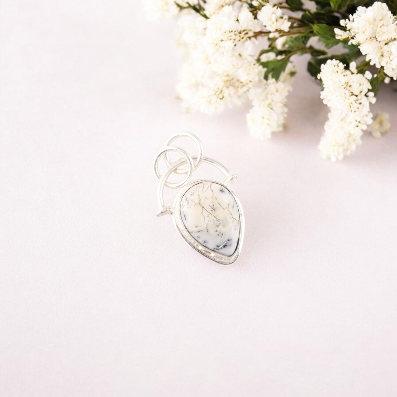 

Natural Dendritic Opal Gemstone 925 Stamped Silver Jewelry Handmade Tiny Pendant PP-56-29