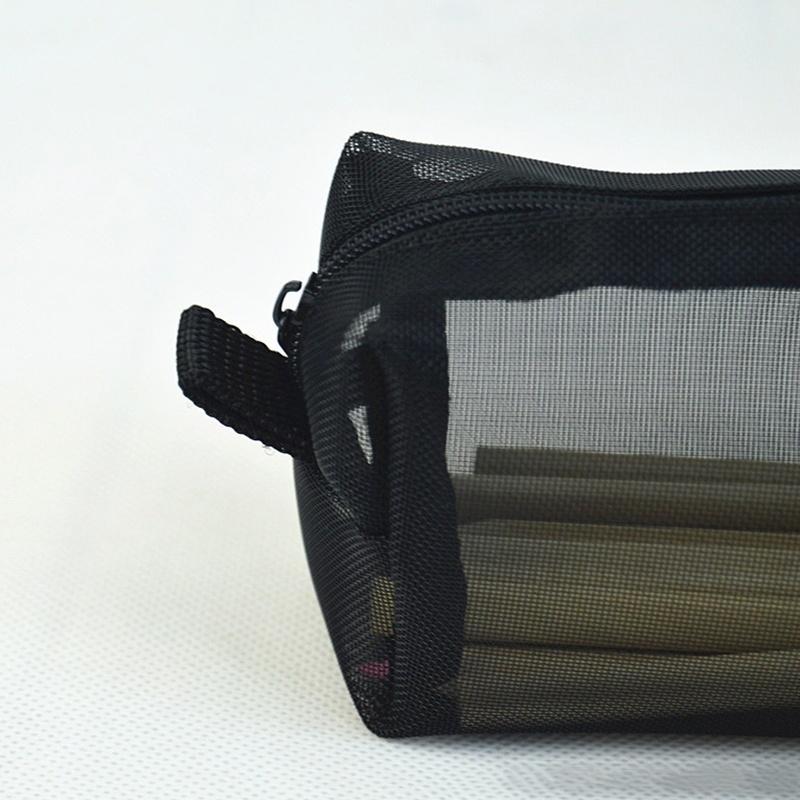 Ylon Mesh Pencil Pen Holder Case Bag Black for Students