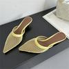 Summer Fashion Hollow Out Mesh Women Slippers Sandals Pointed Toe Thin Low Heels Shoes Woman Slingback Mules Shoes For Women