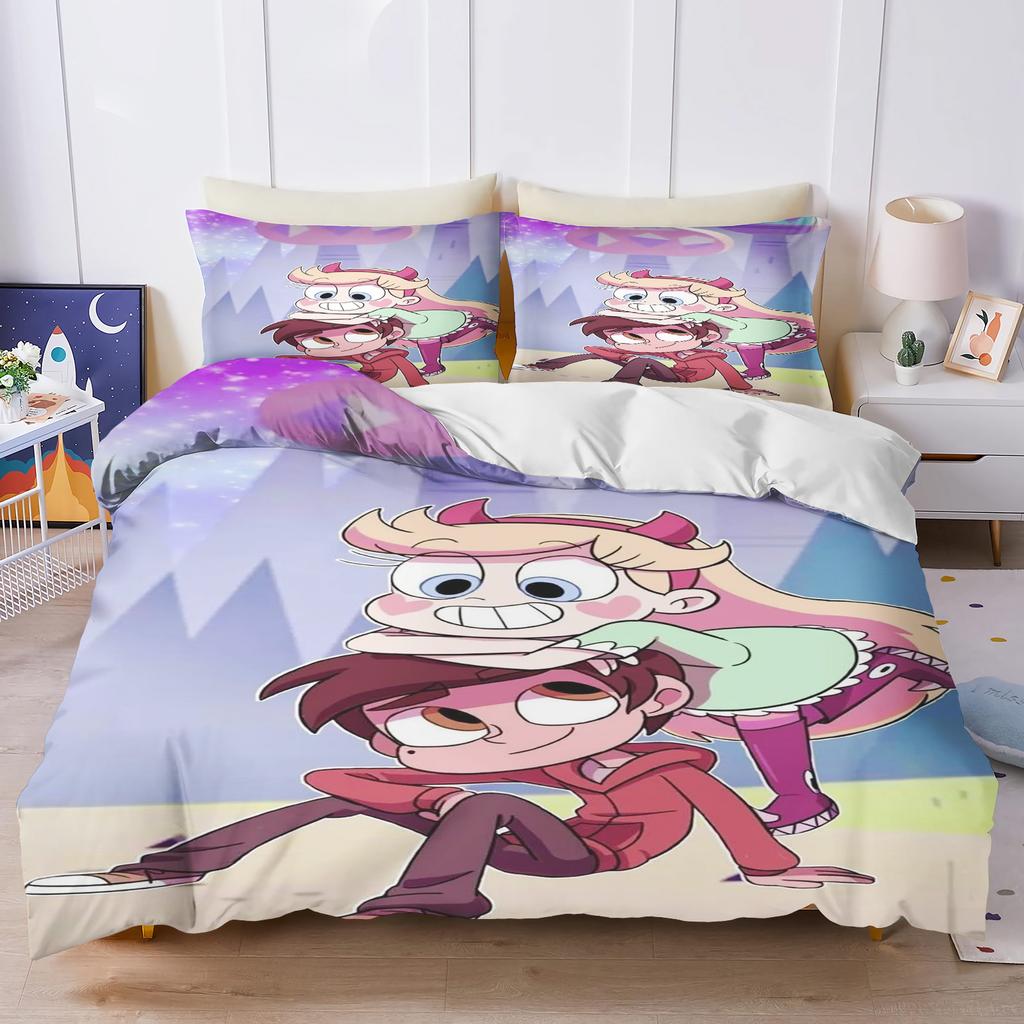 The Powerpuff Girls  Bedding Set Duvet Cover 3D Children'S Cute Printed Cartoon 100% Polyester 3-Piece Set 1 Quilt Cover