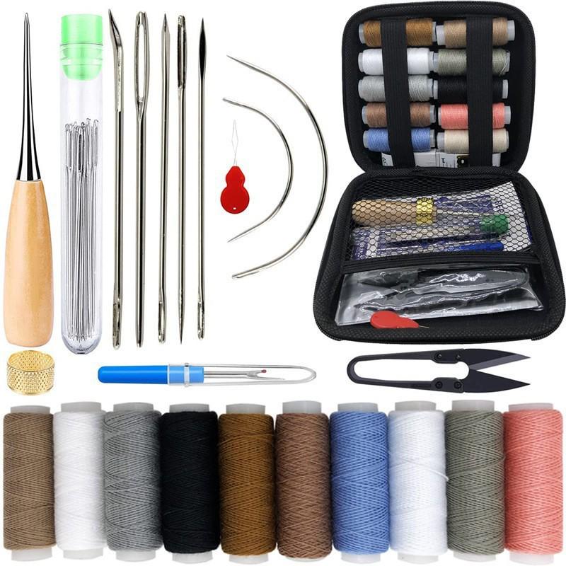 Hand-Stitched Leather Goods DIY Sewing Kit: 33-Piece Set for Making Leather Items