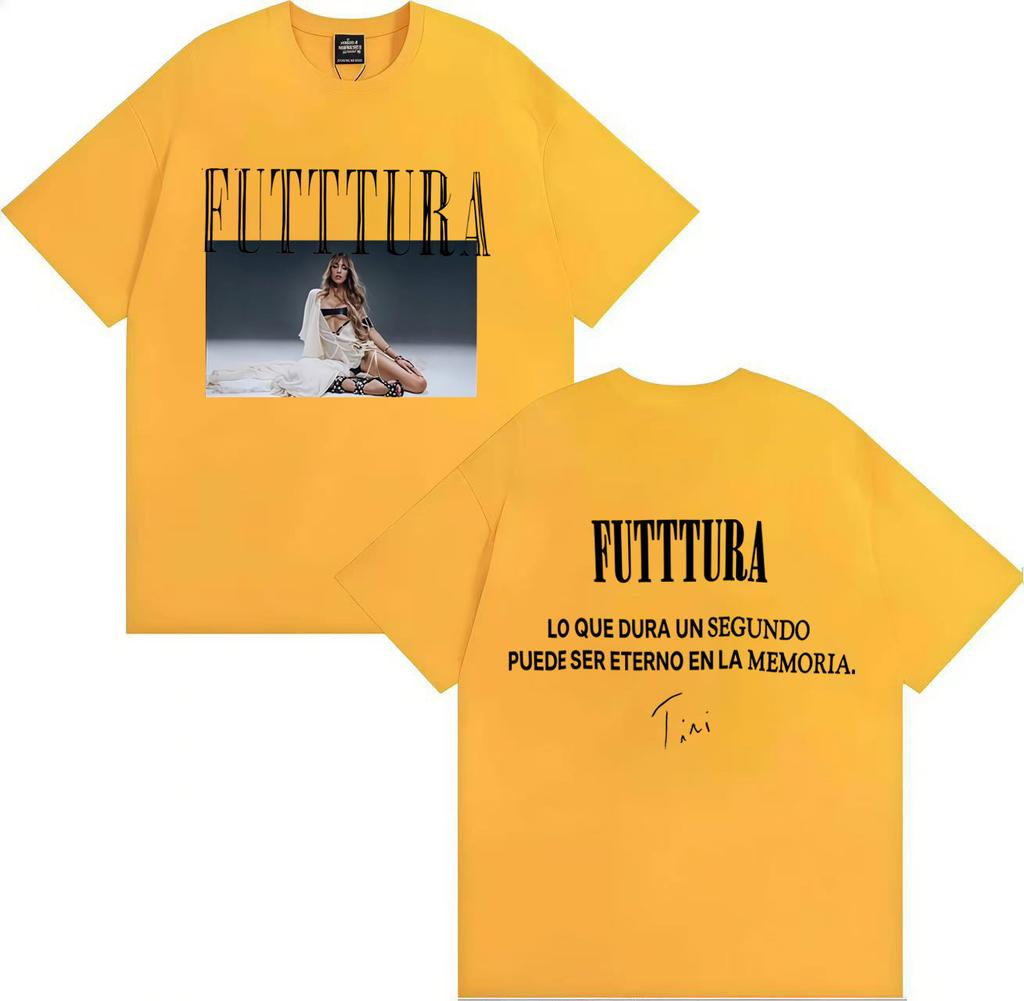 Hot Singer TINI Futttura 2025 Tour Merch Double Sided Print Aesthetic Y2K Short Sleeve Tshrit Mens Hip Hop Casual Hot Sale Tees