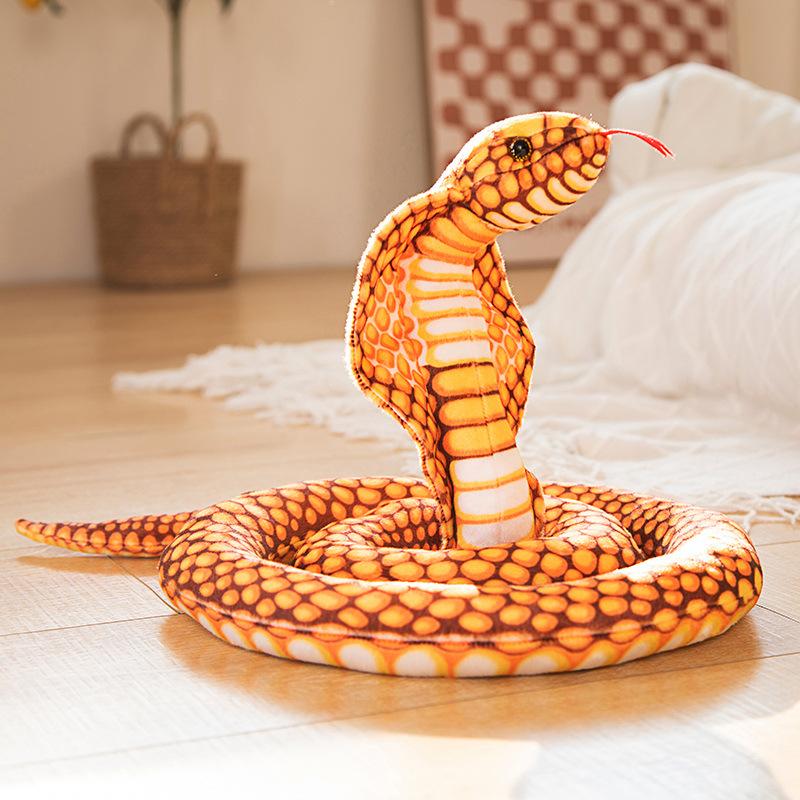 Large Simulated Cobra Doll Plush Toy Zoo Big Snake Coiled Snake Doll Tricky Fake Snake Doll