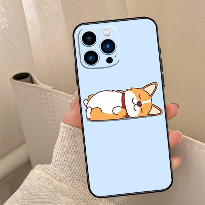 Cartoon Corgi Phone Case For iPhone 16 15 14 11 12 13 17 Pro Max mini 15 16 Plus 16e 17 Air Cover Coque