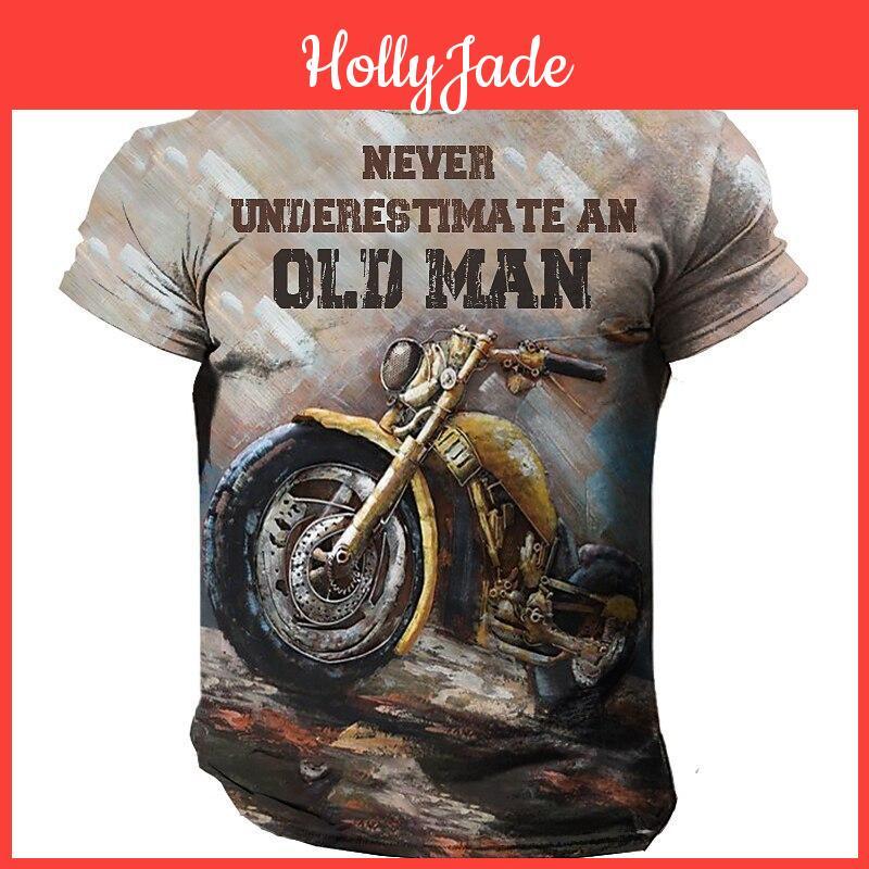 Mens Motorcycle 3d Vintage Tshirt Print Riding Short Sleeve Summer Male Clothing Casual Tops Classic Biker Breathable T Shirt