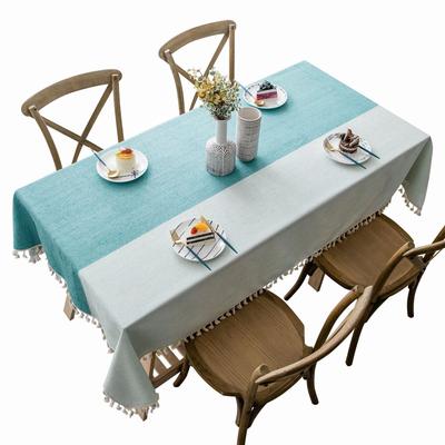 Tablecloth Two-Color Splicing Rectangular Fabric Cotton And Linen Coffee Table Tablecloth Household Cover