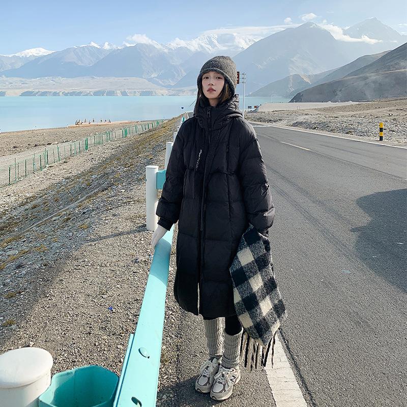 Korean version of the big quilt thickened new loose down padded jacket for the winter of 2025 Women's long over-the-knee cotton jacket