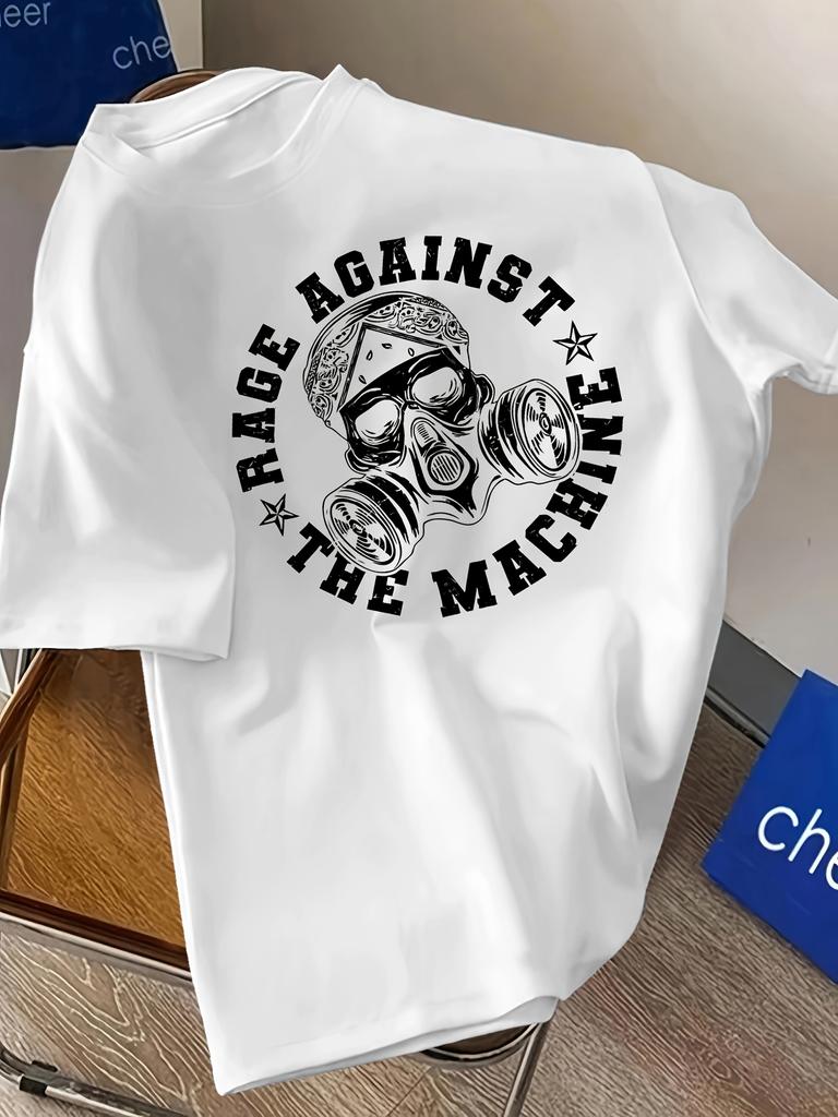 Rage Against The Machine Gas Mask T-Shirt,Soft Breathable & Fade-Resistant, Classic Fit for Daily Casual Wear