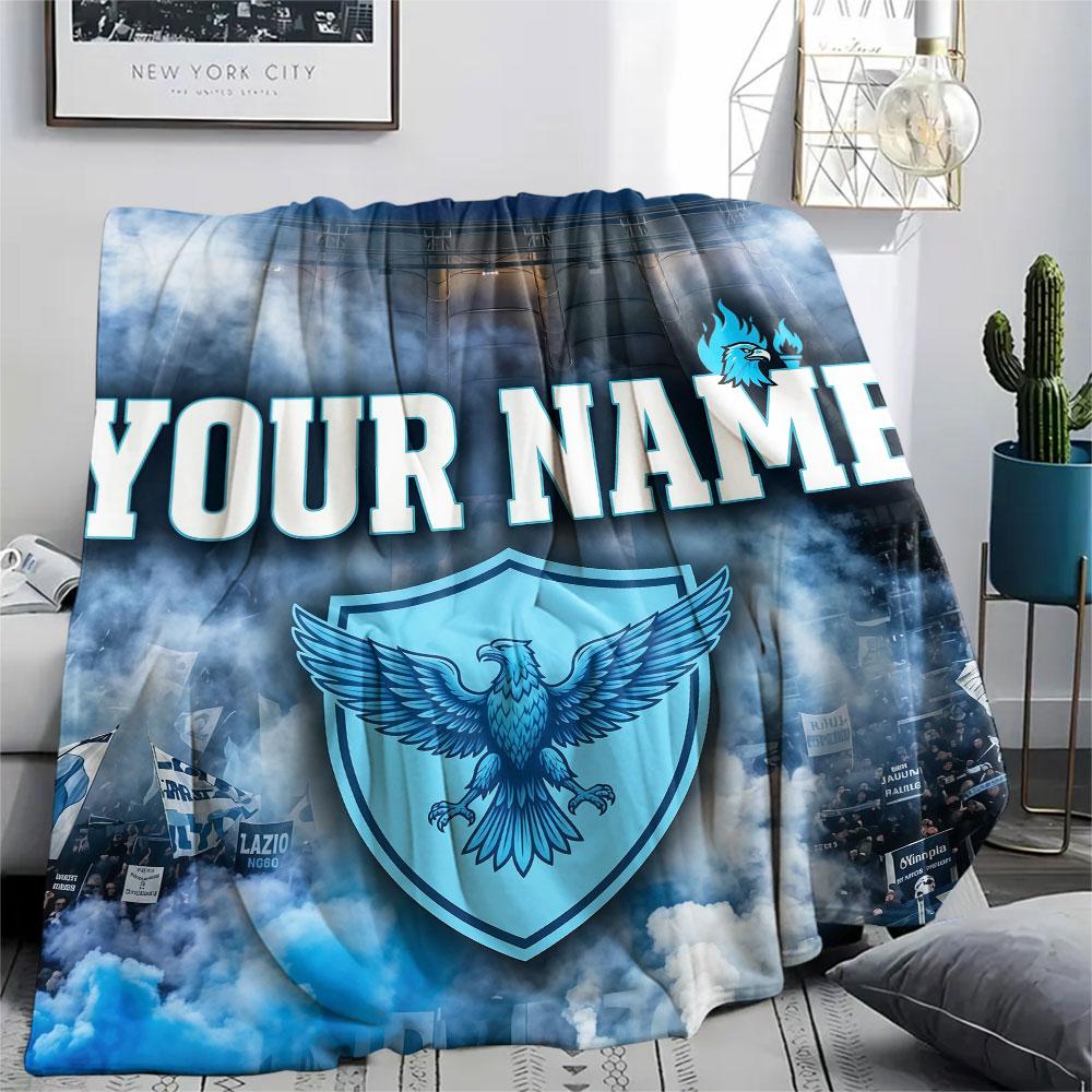 Custom Name,SS Lazio Printed Flannel Blanket, Soft Throw for Bedroom Sofa, Washable, Christmas Present, Great Gift.