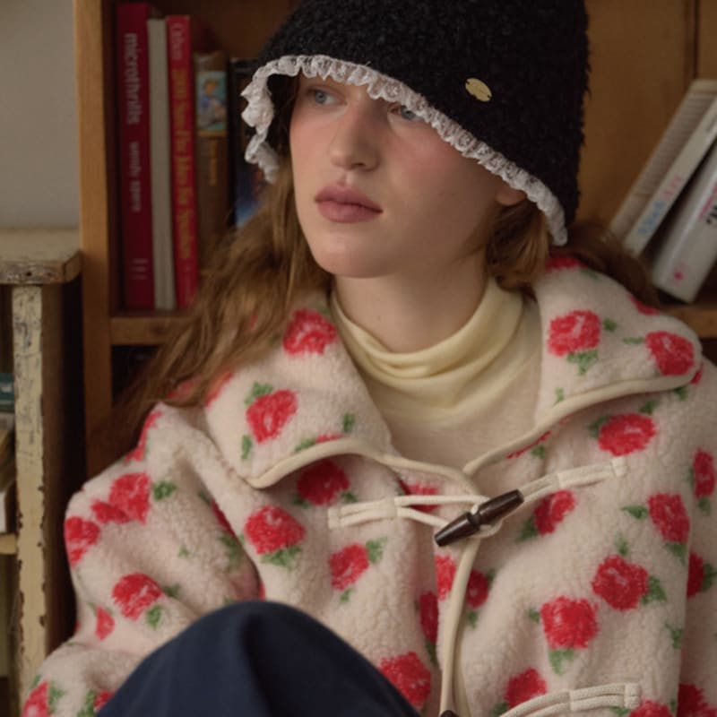 

ANOETIC LACE KNIT BUCKET HAT_BLACK BLACK