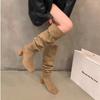 Fashion New Style Ladies Shoes Fashion Women's Boots Winter Keep Warm Pointed Toe Suede Solid High Tube Chunky Heels Boots
