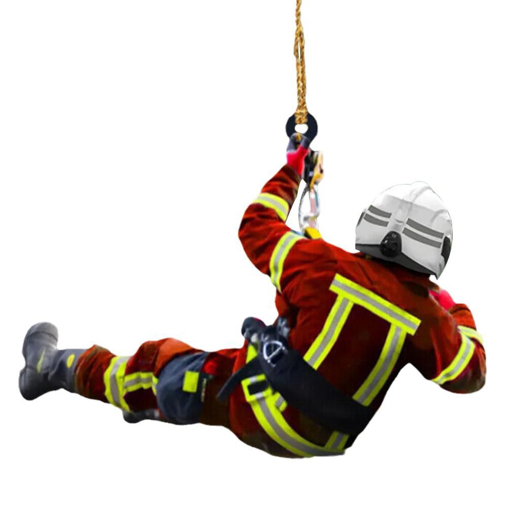 2D Christmas Firefighter Pendant Christmas Pendant Dwarf Car Pendant Statue Craft Party Accessories Decoration new year 2025