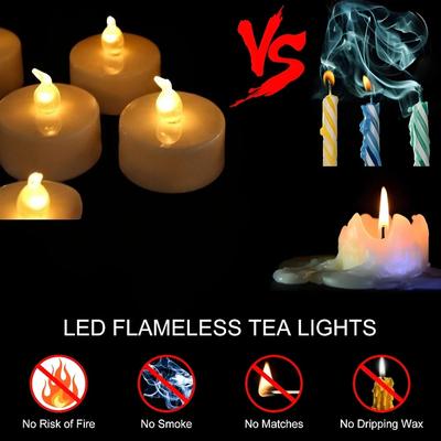Flameless Tealight Candles Realistic Tea Lights Candles Flickering Bright Tealights Battery Operated Christmas Wedding Candles