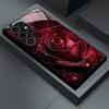 Red Rose Flower Glass Phone Case For Samsung Galaxy S26 S25 S24 S22 S23 Ultra S21 S20 Plus 5G Frosted Non-Slip Full Cover