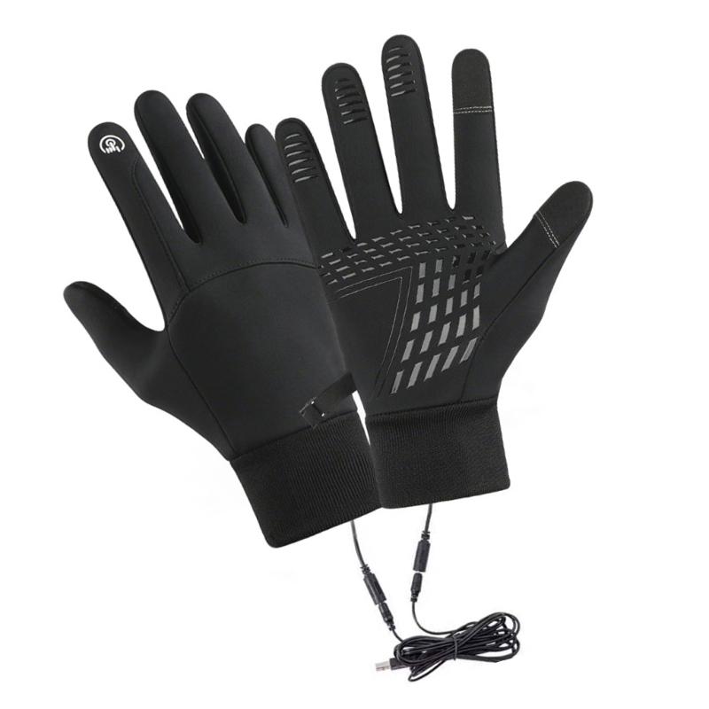 Rechargeable USB Heated Gloves for Cold Weather Cycling Thermals Insulation Windproofed Design Touchscreens Fingers