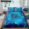 Kids Cartoon Ocean Animal King Queen Bedding Set Underwater World Duvet Cover Marine Life Quilt Cover Polyester Comforter Cover