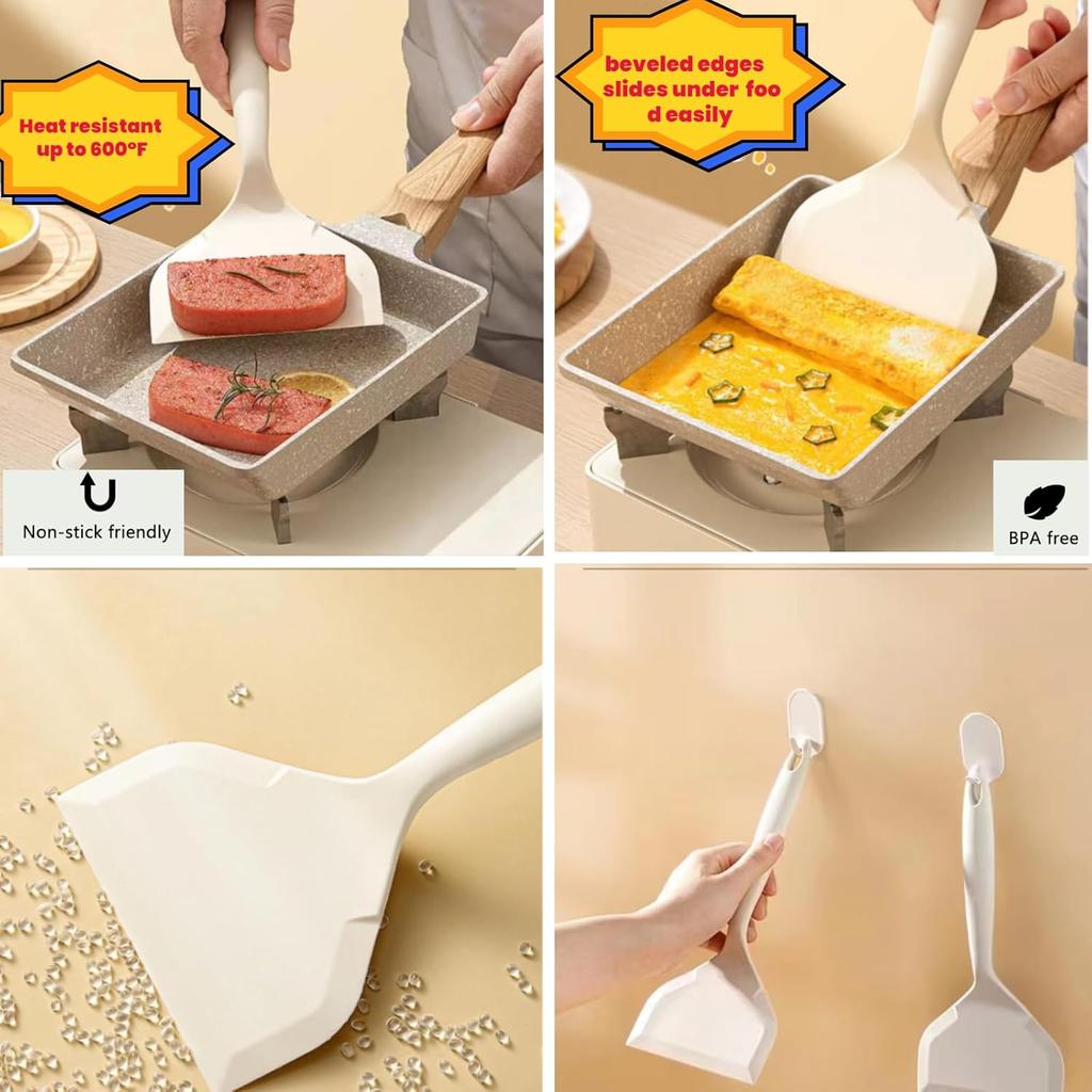 Silicone Wide Pancake Spatula Turner, Heat Resistant flipper Spatulas for Cooking, Pancake, Pizza, Omelet.