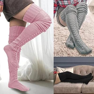 Women's Stockings Wool Foot Warmers Fashion Lady Stockings Cute Autumn Winter Solid Color Thigh-high Socks Acrylic Fibers