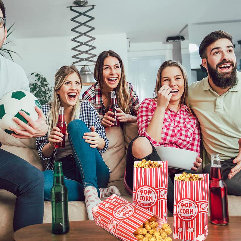 50Pcs Popcorn Packaging Bags Snack Treats Container Bucket Wedding Birthday Party Movie Night Supplies Individual Food Bag Box