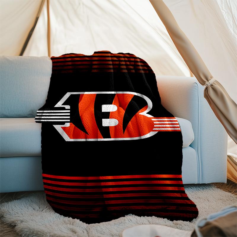 Cincinnati Bengals LOGO printed throw blanket—soft,warm;versatile blanket for all seasons—perfect as &air-conditioning throw,nap blanket