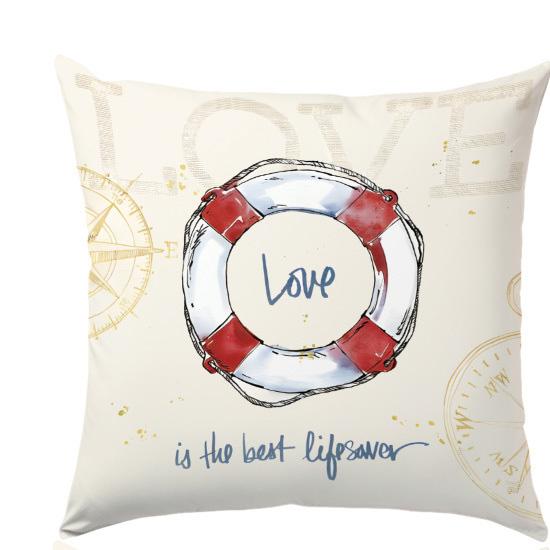 1/4pcs Nautical Coastal Throw Pillow Covers Navy Blue Anchor Lighthouse Lifebuoy Steering Wheel Decorative Cushion Cases