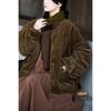 Winter New Literary and Retro Original Miscanthus Corduroy Warm and Comfortable Retro Round Neck Thickened Loose Cotton-padded Clothes