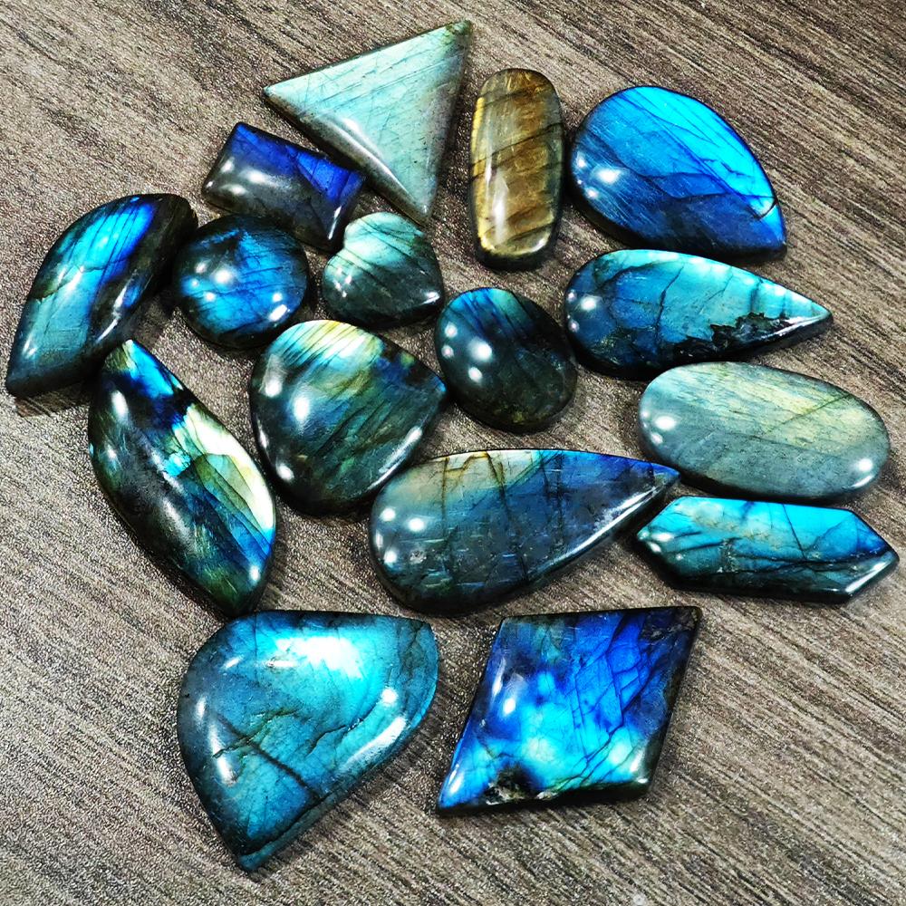 5 Pezzi Lotti Cabochon di Labradorite Naturale Pietra Piatta Lucidato Fai da Te Creazione Artigianato in Pietra Ovale Pera E Molteplici Forme Geometriche