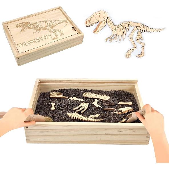 Children s Dinosaur Excavation Archeology Excavation Tool Kit,Fossil Exploration Sensory Trash Can Toy,Dinosaur Skeleton Puzzle Game,Archaeological Tyrannosaurus Rex