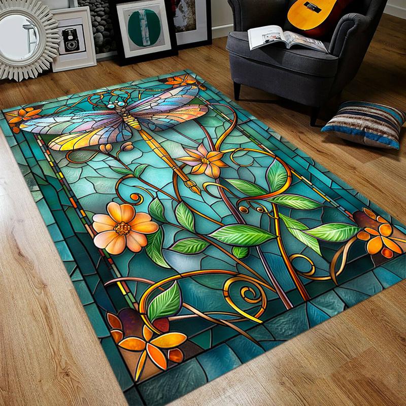 Tappeto Quadrato con Libellula Tappeto Antiscivolo per Soggiorno, Camera da Letto, Studio, Decorazione Corridoio, Perfetto per Decorazione Casa o Regali di Festa