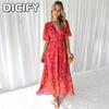 DICFY Women's Fashion Summer Spring Short Sleeve V-Neck Casual Dresses